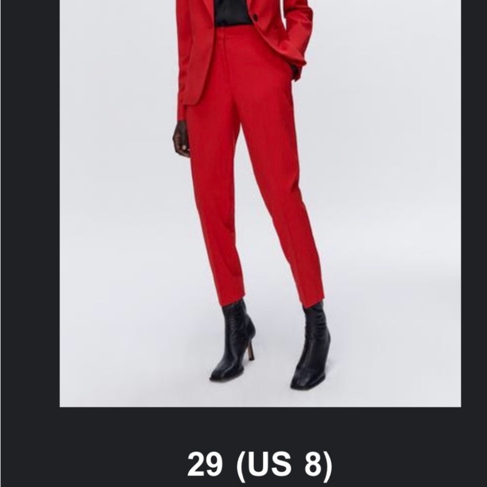ZARA Tailored High-Waist Red Women's Suit Pants